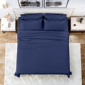 Wrinkle-Resistant Queen Bed Sheets Set, 6 Pc Microfiber Bed Sheets, Extra Deep Pocket Queen Fitted Sheet, Flat Sheet & Pillowcases, Nav... - Luxury Bed Sheet Set with Deep Pockets - Default Title