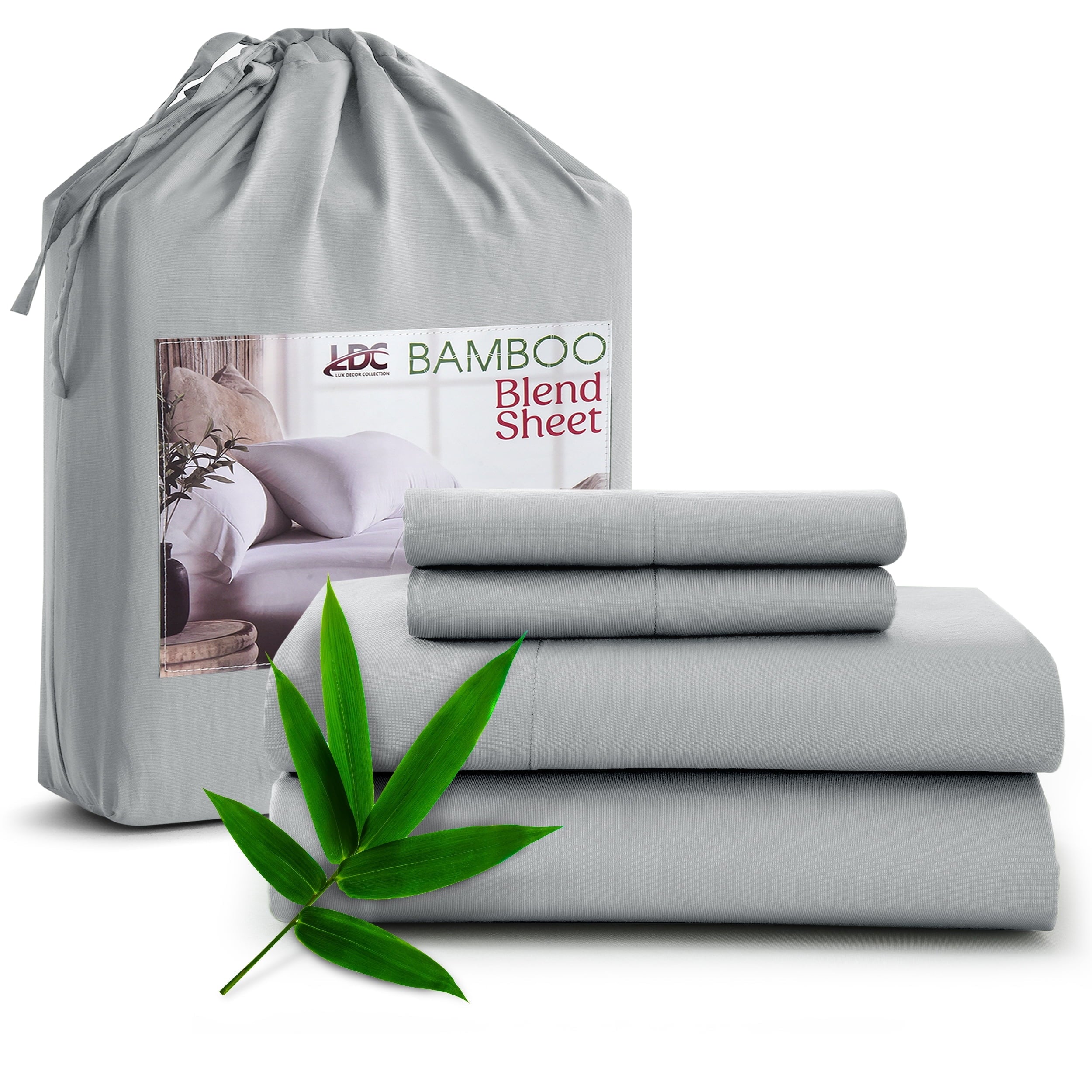 Wrinkle-Resistant Rayon - 4 Piece Cooling Bed Sheets Set, Gray - Luxury Bed Sheet Set with Deep Pockets - Default Title