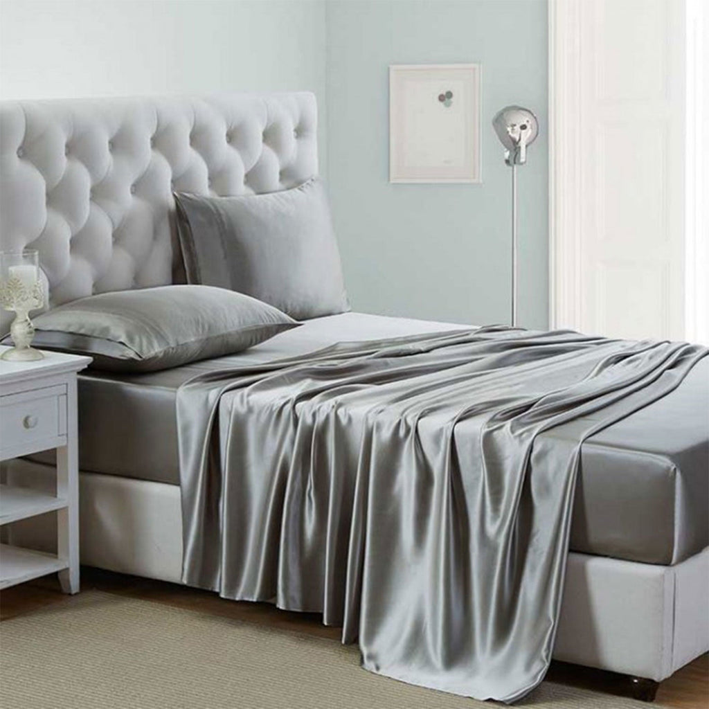 Premium Egyptian Cotton Luxury Satin Sheets Set Full Size Light Gray, 4-Piece Bedding Sets with Deep Pockets - Soft and Smooth Satin Bed Shee... - Luxury Bed Sheet Set with Deep Pockets - Default Title