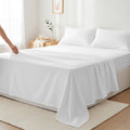 Cooling Sateen 100% Cotton Sheets For Queen Size Bed - Luxury 400 Thread Count Queen Sheet Set, 4 Piece Sateen Weave Queen White Cot... - Luxury Bed Sheet Set with Deep Pockets - Default Title