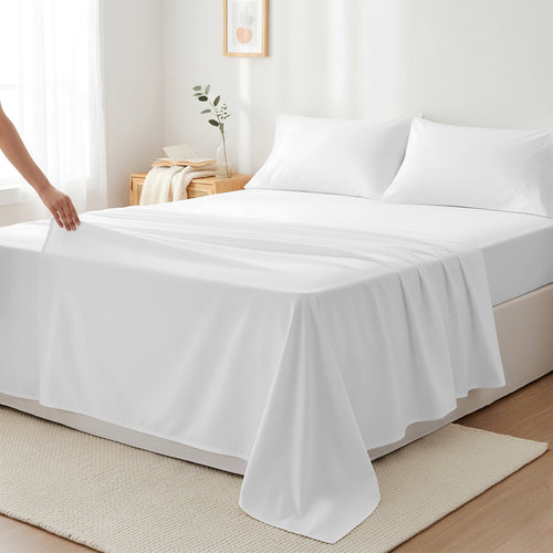 Cooling Sateen 100% Cotton Sheets For Queen Size Bed - Luxury 400 Thread Count Queen Sheet Set, 4 Piece Sateen Weave Queen White Cot... - Luxury Bed Sheet Set with Deep Pockets - Default Title