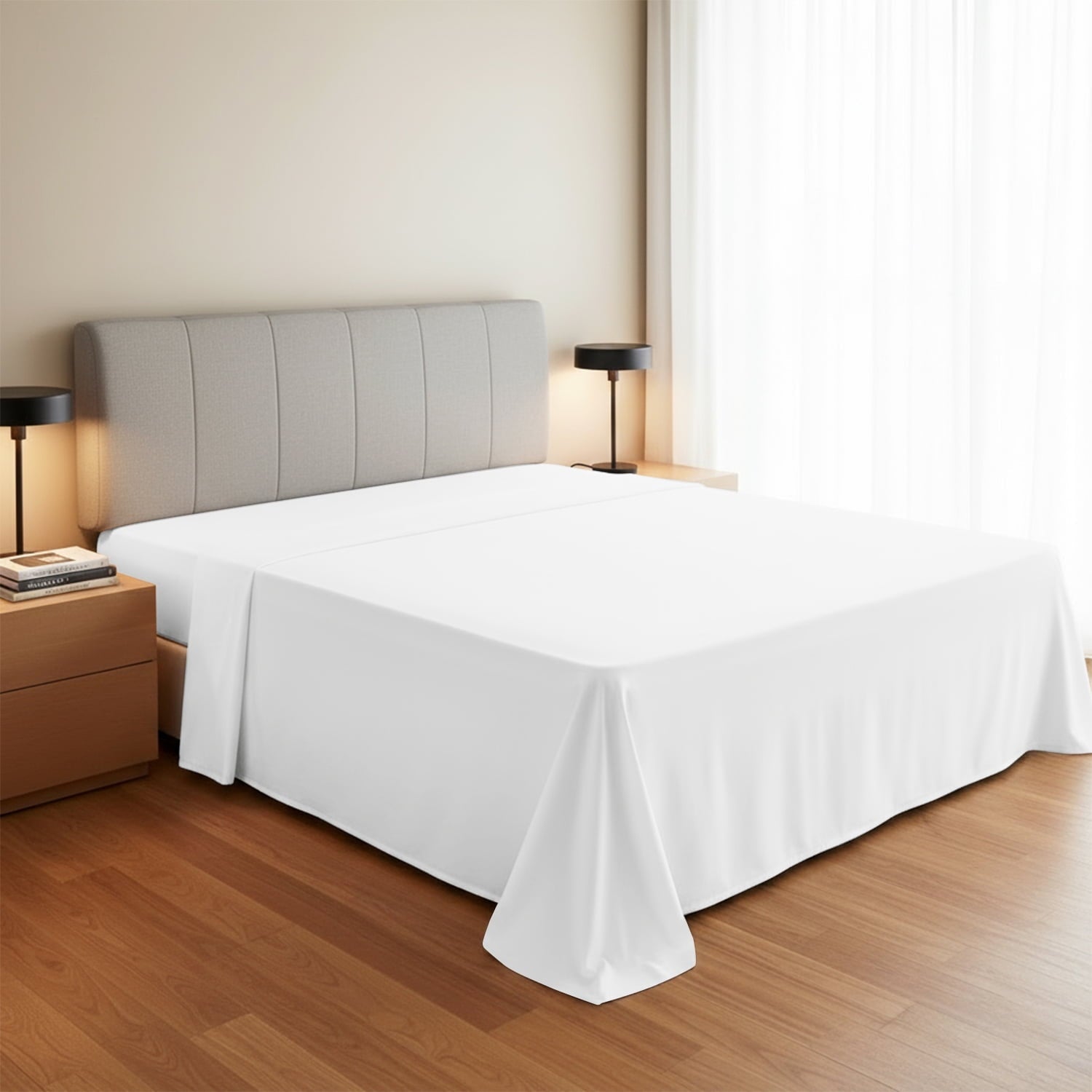 Wrinkle-Resistant 100% Organic Cotton Percale Flat Sheet Twin Size - 1 PC Flat Sheet, White - Crisp, Cool and Strong Bed Linen, Top She... - Luxury Bed Sheet Set with Deep Pockets - Default Title