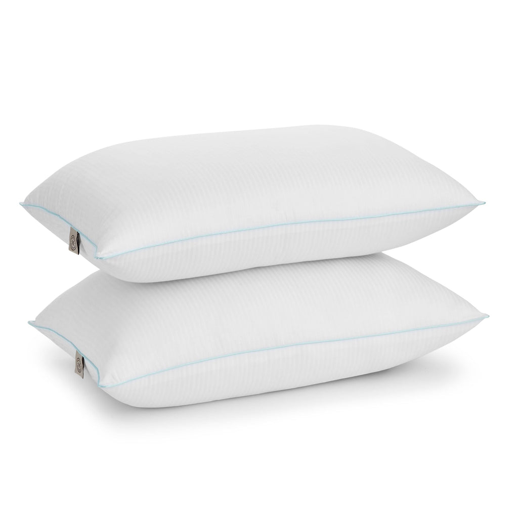 Ergonomic Memory Foam Classic Stripe Bed Pillows Standard / Queen Size Set Of 2, Enhanced Loft Plush Pillow for All Sleep Positions, 20" x ... - Orthopedic Shredded Foam Bed Pillow Set - Default Title