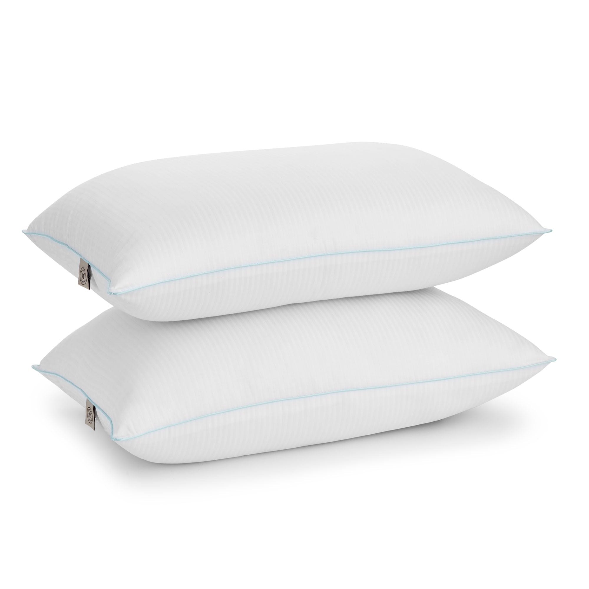 Ergonomic Memory Foam Classic Stripe Bed Pillows Standard / Queen Size Set Of 2, Enhanced Loft Plush Pillow for All Sleep Positions, 20" x ... - Orthopedic Shredded Foam Bed Pillow Set - Default Title
