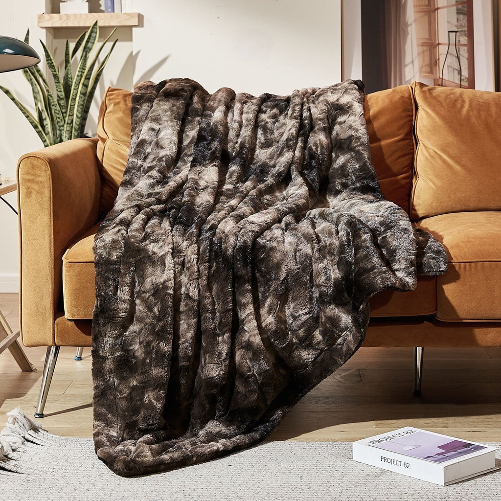 Reversible Sherpa Faux Rabbit Fur Throw Blanket- 50x60 inches, Soft Fluffy Cozy Warm Fuzzy Machine Washable, Durable Blanket for Couch ... - Lightweight Plush Warm Blanket for All Seasons - Default Title