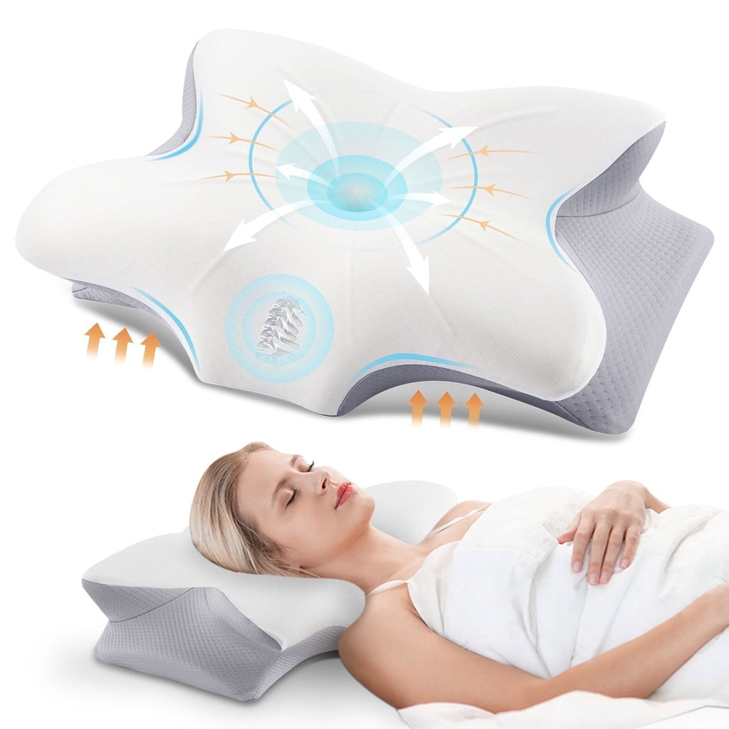 Fluffy Shredded Cervical Pillow for Neck Pain Relief, Contour Memory Foam Pillows, Odorless Ergonomic Neck Pillow Adjustable Orthoped... - Ergonomic Memory Foam Pillow for Neck Pain Support - Default Title