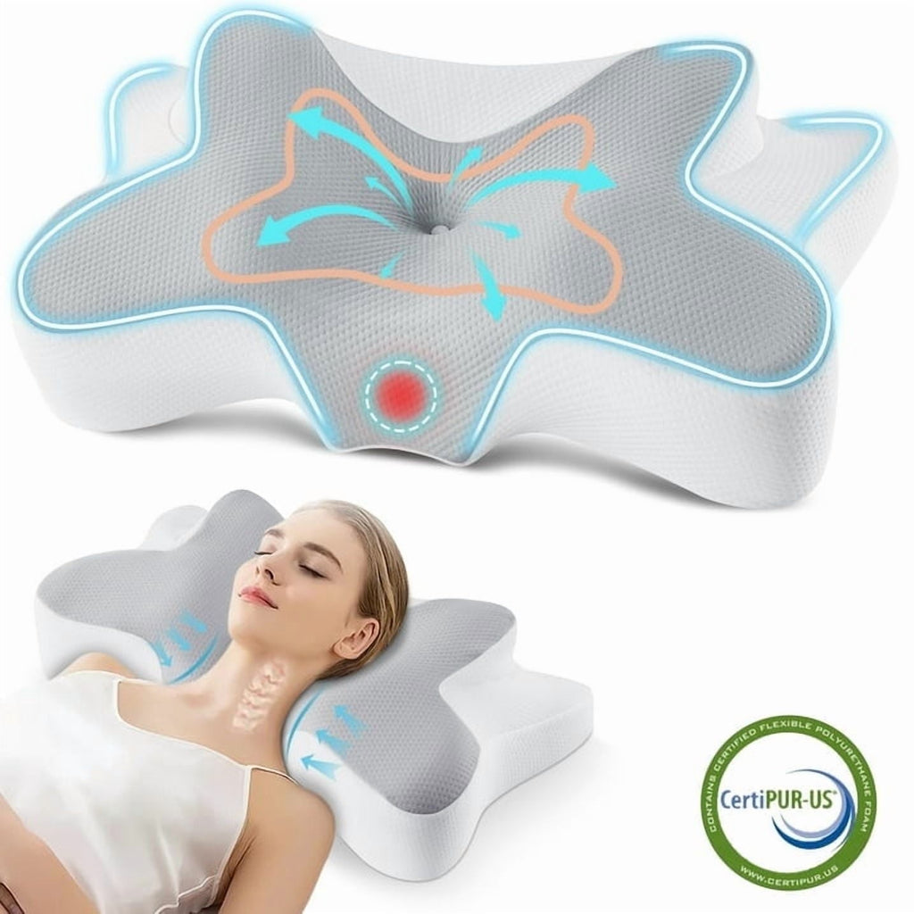 Decorative Plump Cervical Pillow for Sleeping Memory Foam Neck Pain Relief Contour Orthopedic Ergonomic Pillows for Women Side Sleeper... - Orthopedic Shredded Foam Bed Pillow Set - Default Title
