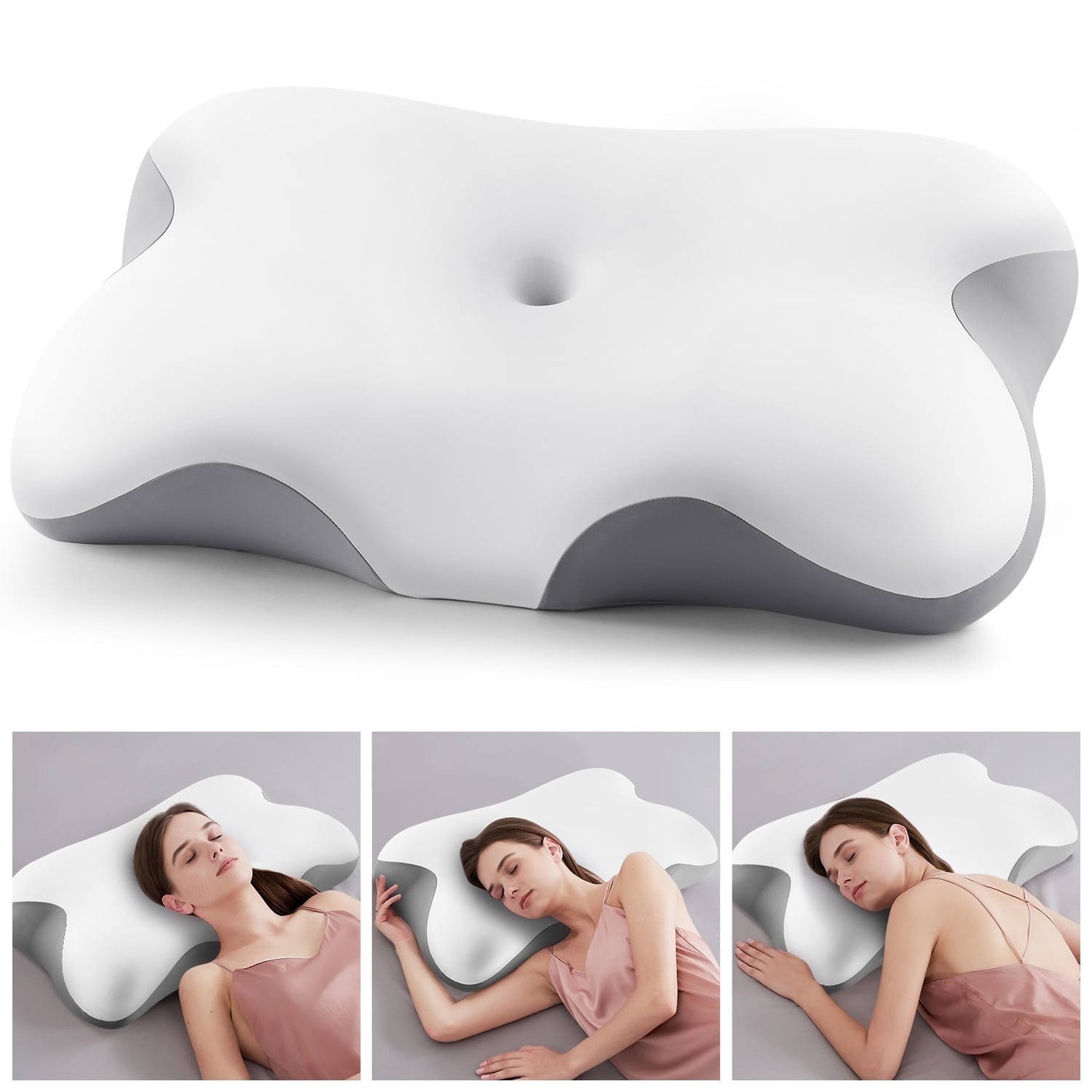 Decorative Plump Memory Foam Bed Pillow for Pain Relief,Ergonomic Memory Foam Pillows for Sleeping for Side Back Stomach&Sleepers with... - Ergonomic Memory Foam Pillow for Neck Pain Support - Default Title