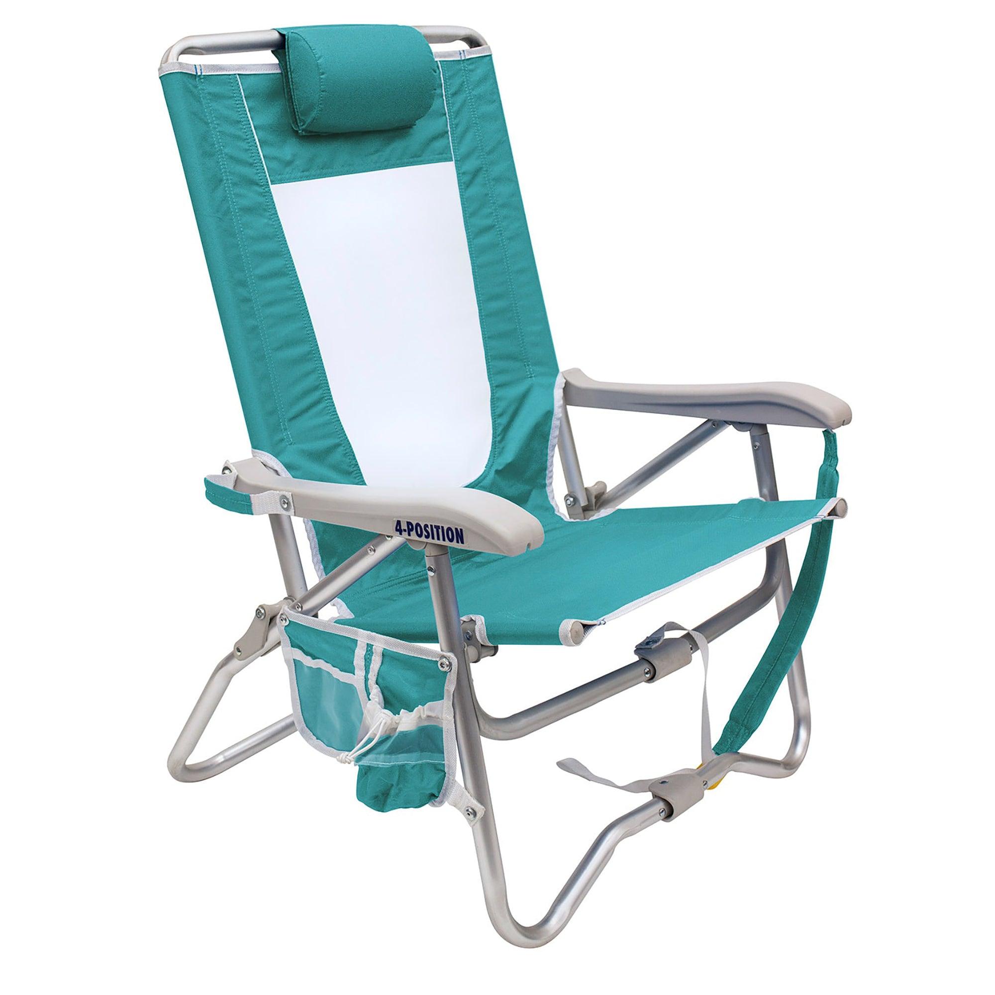Low-Profile Bi-Fold Beach Chair - Choice 601 - Rust-Resistant Aluminum Sand-Friendly Lounge Chair - Seafoam