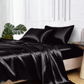 Cooling Sateen Set Queen 4 Pcs, Silky Elegant Luxurious Queen Size Bed s, with Flat , Deep Pocket Fitted for Mattress and Matching P... - Luxury Bed Sheet Set with Deep Pockets - Default Title