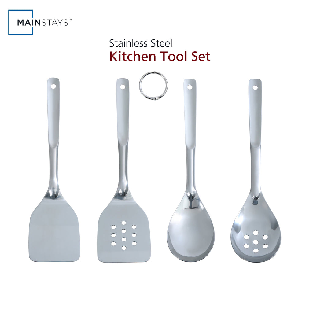 Heavy Duty Stainless Steel 4-Piece Utensil Set: Includes Spatula, Slotted Spatula, Spoon, and Slotted Spoon - Heavy Duty Stainless Steel Kitchen Shears - Default Title