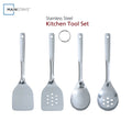 Premium Silicone Stainless Steel 4-Piece Utensil Set: Includes Spatula, Slotted Spatula, Spoon, and Slotted Spoon - Durable Turner & Ladle Utensil Set for Home Chefs - Default Title
