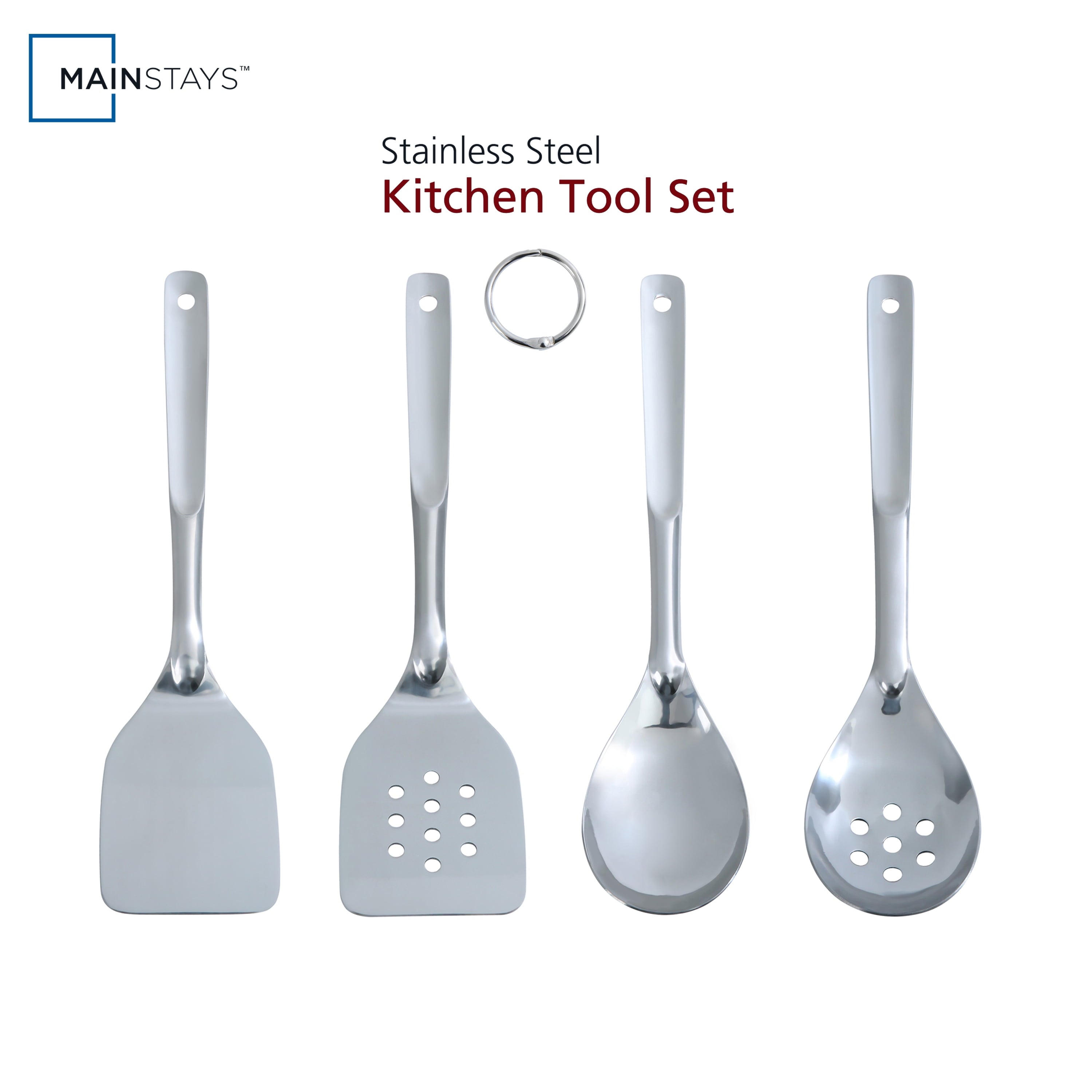 Premium Silicone Stainless Steel 4-Piece Utensil Set: Includes Spatula, Slotted Spatula, Spoon, and Slotted Spoon - Durable Turner & Ladle Utensil Set for Home Chefs - Default Title