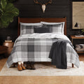Hypoallergenic Cloud Full/Queen Comforter Set, All-Season, 5-Piece, Grey Plaid - Luxurious Quilted Duvet Cover Set - Default Title