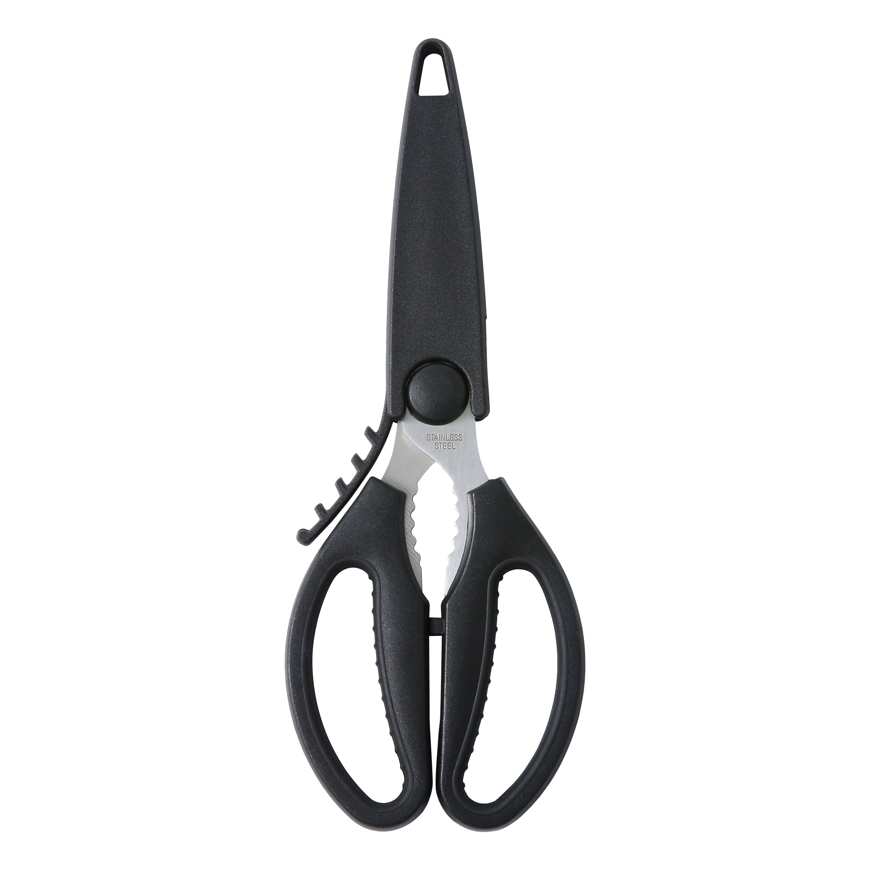 Multi-Functional Stainless Steel Multi-Purpose 8.6in Kitchen Shears - Premium Stainless Steel Garlic Presser & Peeler - Default Title