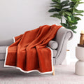 Reversible Sherpa Reversible Printed Velvet Plush and Hampshire Faux Shearling Soft Throw Blanket, Standard Size, Auburn Sun - Luxury Knitted Decorative Throw Blanket with Fringes - Default Title