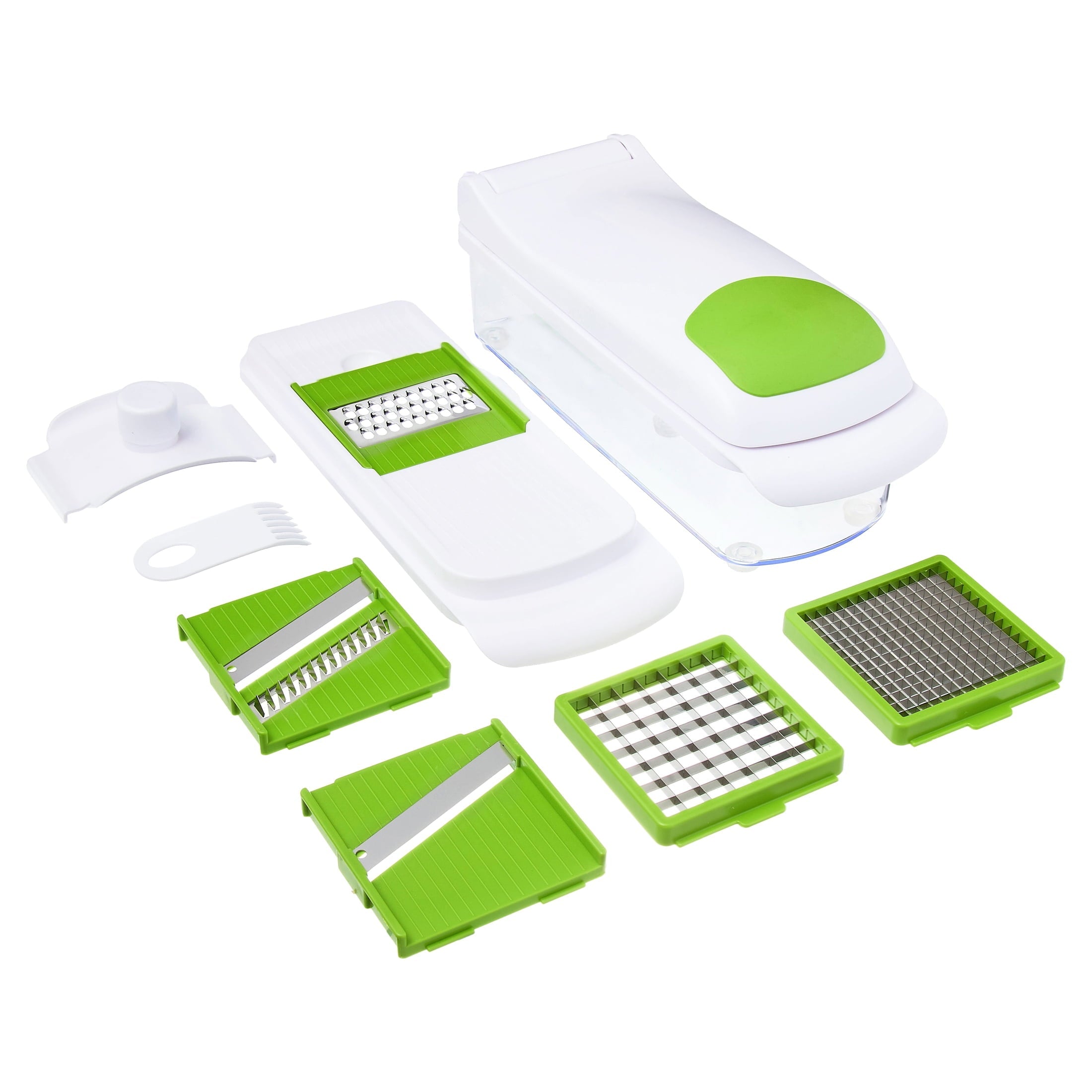 Ergonomic Manual 11 Pieces Multi-Function Nice Dicer and Mandoline, Stainless Steel, Green Glaze, 820g - Kitchen Gadget Tool for Quick Food Prep - Default Title