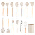 Heat-Resistant 14pcs Cooking Utensil Set with Caddy - Ergonomic Kitchen Tongs and Cooking Spoon Utensil - Default Title