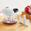 Time-Saving 1qt Quick Pull Chopper, BPA free , SS Blades, Food Contact Safe Material , White & Grey, Weight 320g - Premium Stainless Steel Garlic Presser & Peeler - Default Title