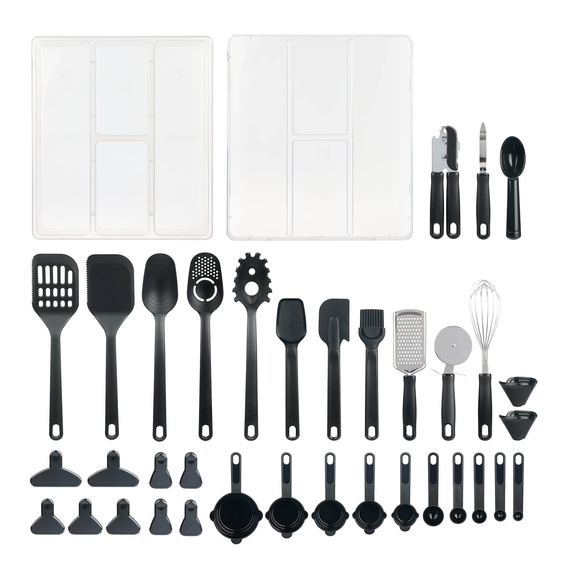 Durable Steel 36 Piece Kitchen Gadget Set with Kitchen Cooking Utensils, and Drawer Organizer, Black - Professional Kitchen Tool for Culinary Enthusiasts - Default Title