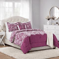 All-Season 5-Piece Jacquard Comforter Set with Decor Pillow and Throw Purple Flocking Embroidery Bedding Set, Full/Queen - Hypoallergenic Ultra-Fluffy Quilt for Winter - Default Title