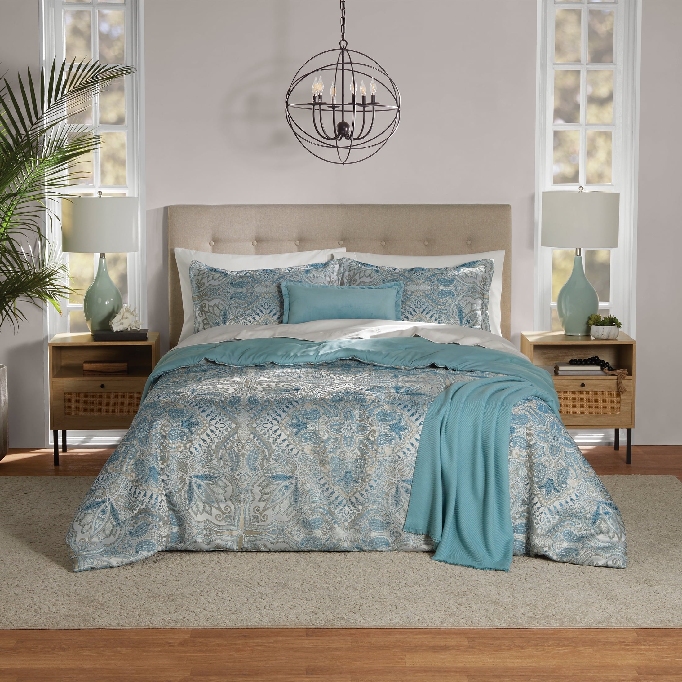 Heavyweight Warmth Full/Queen Comforter Set, All-Season, 5-Piece, Teal Jacquard Medallion - Cloud-Like Soft Lightweight Bed Comforter - Default Title