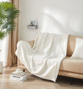 Decorative Knitted Cozy Chenille Reverse to Plush Soft Couch Throw, Vanilla Dream, Standard Size - Lightweight Plush Warm Blanket for All Seasons - Default Title