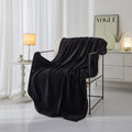 Decorative Knitted Cozy Textured Plush Throw Blanket, Black, 50"x60" All Ages - Luxury Knitted Decorative Throw Blanket with Fringes - Default Title