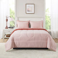 Luxurious Quilted 7-Piece Reversible Bed in a Bag Comforter Set with Sheets, Pink, Queen - Cloud-Like Soft Lightweight Bed Comforter - Default Title