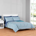 Heavyweight Warmth All in One Reversible Comforter and Sheet Set- 7 Piece, Queen, Blue Pinstripe - Hypoallergenic Ultra-Fluffy Quilt for Winter - Default Title