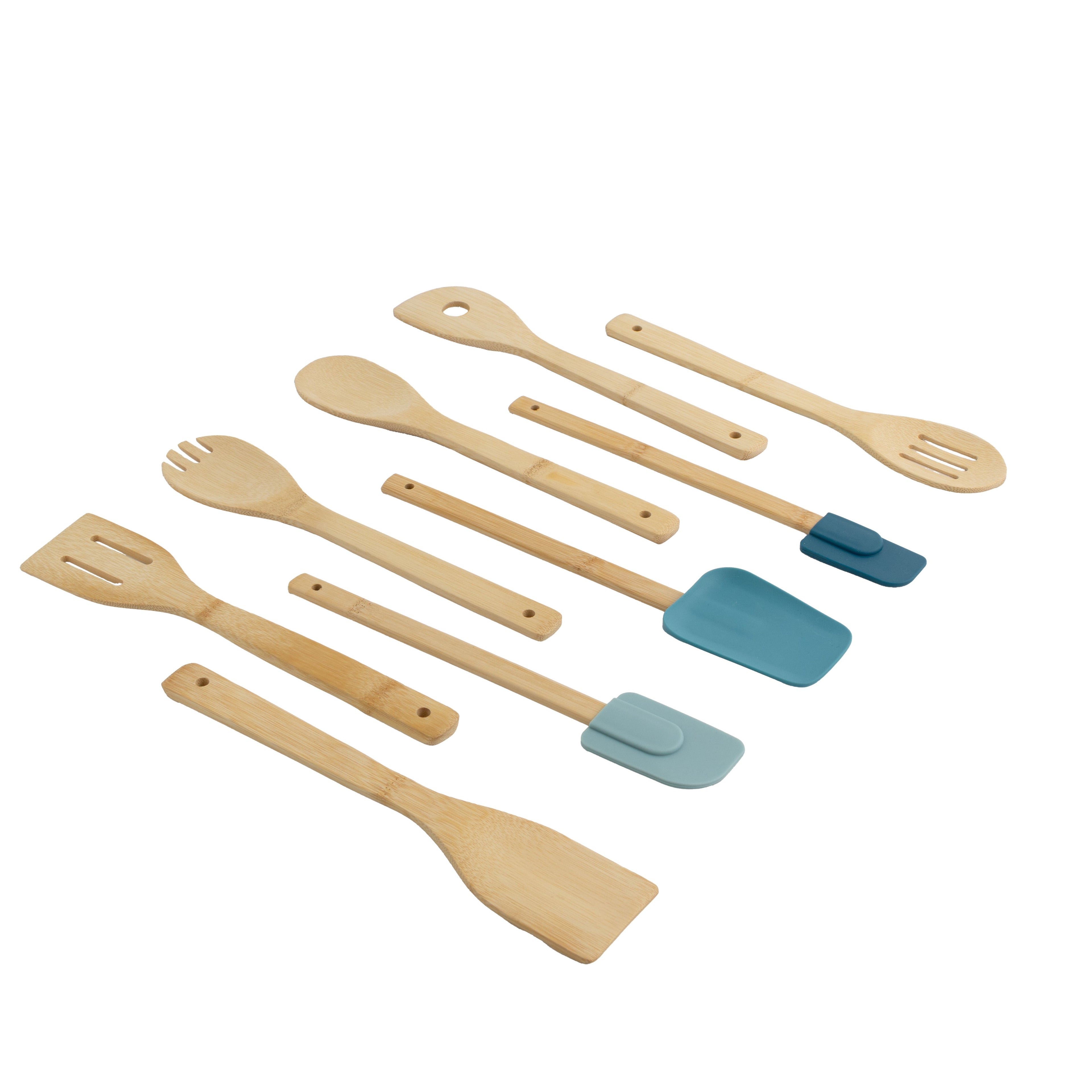 Heat-Resistant 9-Piece Bamboo Gadgets Kitchen and Cooking Utensil Sets, Blue - Durable Turner & Ladle Utensil Set for Home Chefs - Default Title