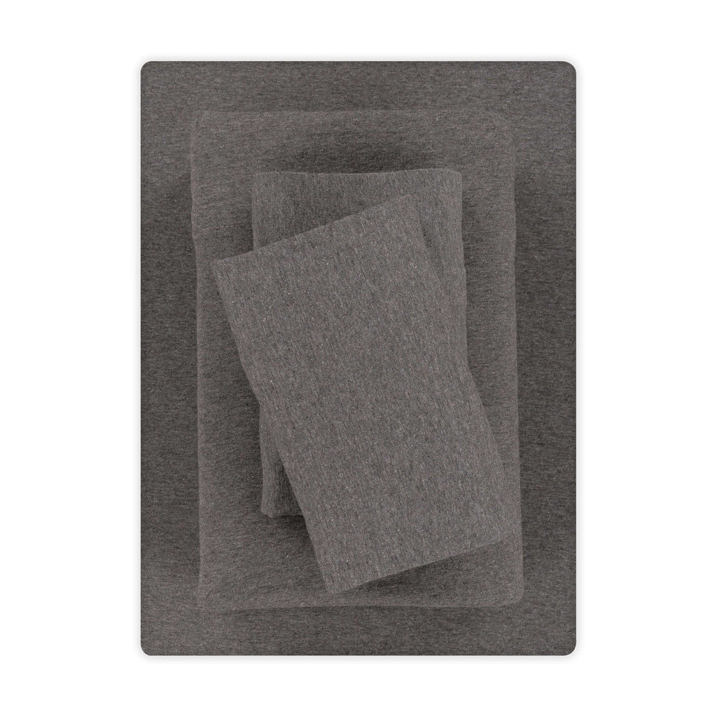 Breathable Luxury Cotton Rich Extra Soft Jersey Bed Sheet Set, Queen, Charcoal, 4 Pieces - Premium Ultra-Soft Pillowcase Pair for Sleeping - Default Title