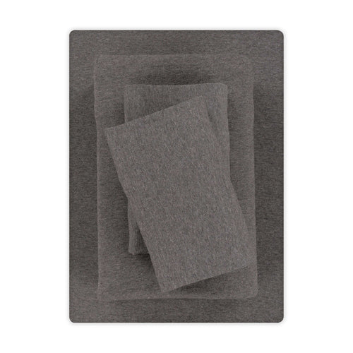 Breathable Luxury Cotton Rich Extra Soft Jersey Bed Sheet Set, Queen, Charcoal, 4 Pieces - Premium Ultra-Soft Pillowcase Pair for Sleeping - Default Title