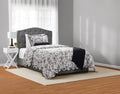 Fluffy Down Alternative Floral Scallop 4-Piece White/Black Comforter Set, Twin/Twin XL - All-Season Down Alternative Comforter Insert - Default Title