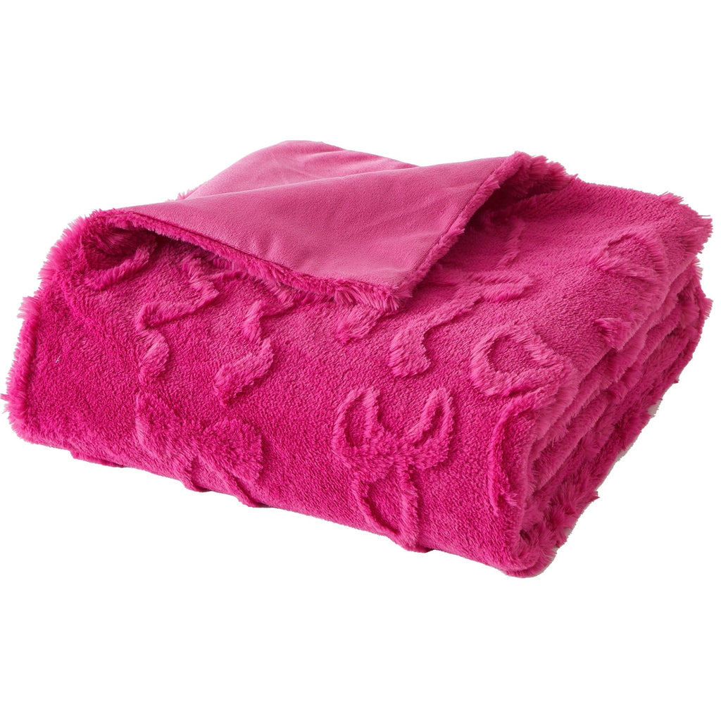 Cozy Fleece Gen Z 50" x 60"Carved Bow Faux Fur Throw - Luxury Knitted Decorative Throw Blanket with Fringes - Default Title