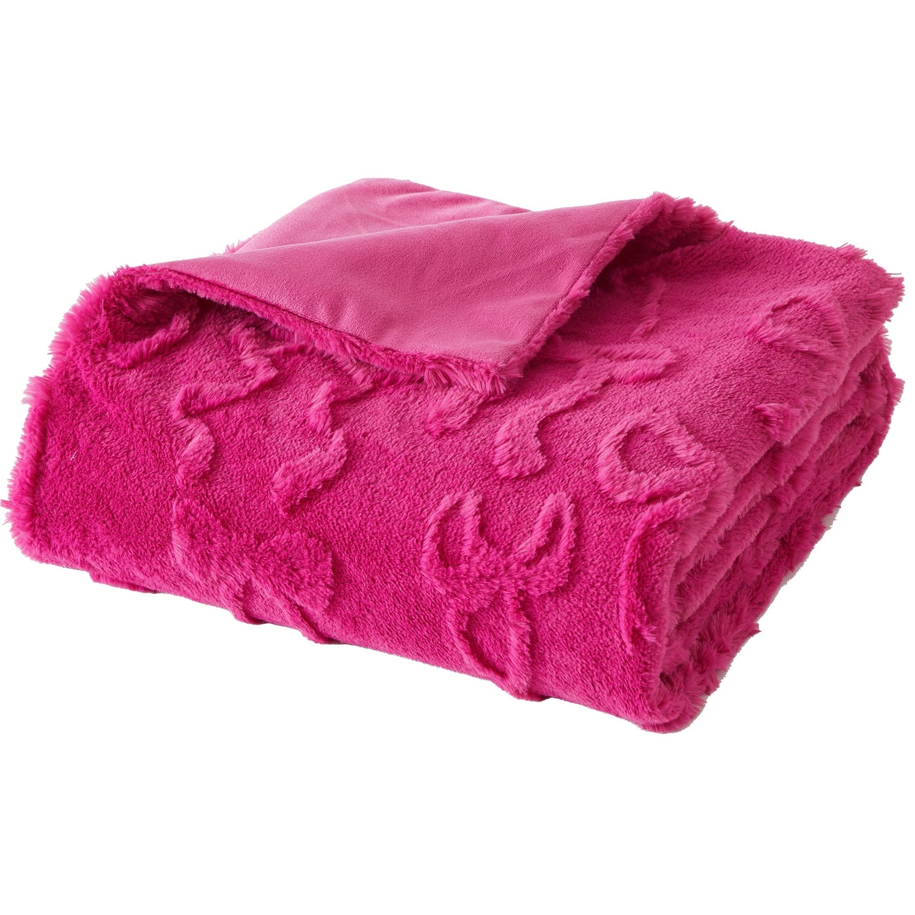 Cozy Fleece Gen Z 50" x 60"Carved Bow Faux Fur Throw - Luxury Knitted Decorative Throw Blanket with Fringes - Default Title