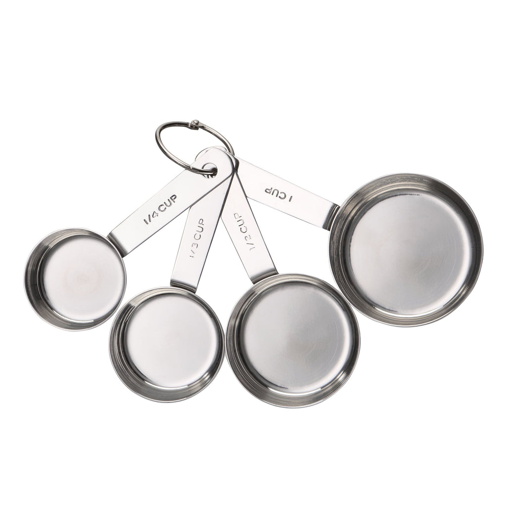 Ergonomic Manual Kitchen Stainless Steel 4-Piece Nesting Measuring Cups - Kitchen Gadget Tool for Quick Food Prep - Default Title