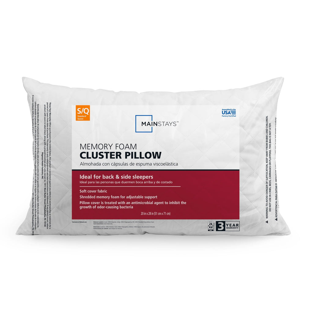 Hotel Collection Memory Foam Cluster Bed Pillow, Standard Queen - Ergonomic Memory Foam Pillow for Neck Pain Support - Default Title
