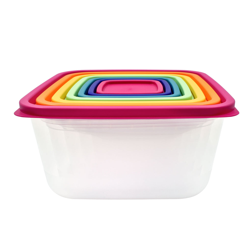 Deliciously Squishy Plastic Rainbow Food Storage Set, Multi Color, 14 Count, Best Used for Leftover Storage and Reheating - Squishy Dohnut Sweet Treat Shaped Stress Toy - Default Title