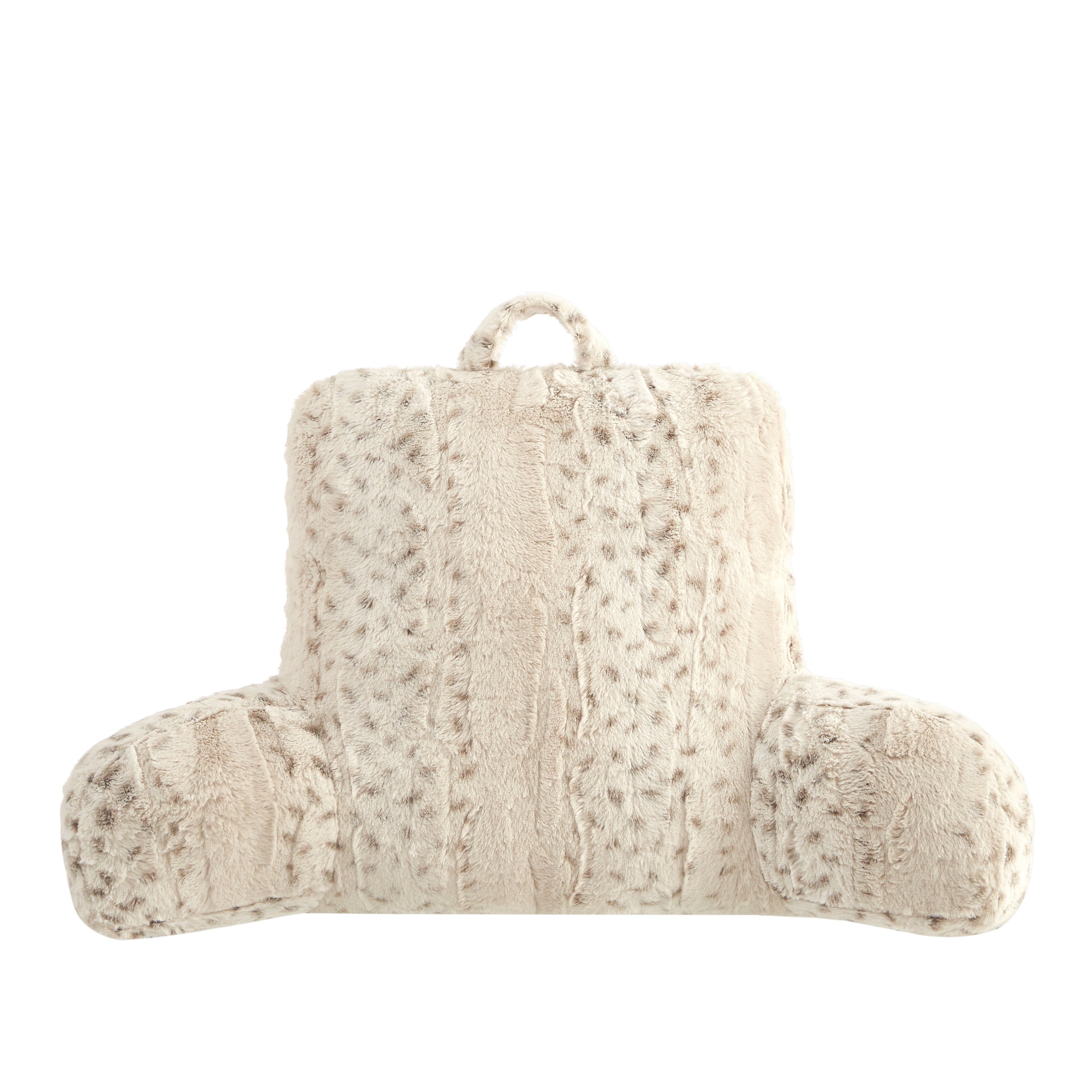 Decorative Plump Faux Fur Backrest Pillow for Adults, 23"x 30" Snow Leopard - Orthopedic Shredded Foam Bed Pillow Set - Default Title