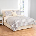 Luxurious Quilted Soft Touch Bed in a Bag 11-Piece Reversible Tan & Black Striped Comforter Set with Sheets, Queen - Hypoallergenic Ultra-Fluffy Quilt for Winter - Default Title