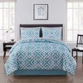 Heavyweight Warmth Teal Geometric 6 Piece Bed in a Bag Comforter Set with Sheets, Twin/Twin-XL - All-Season Down Alternative Comforter Insert - Default Title