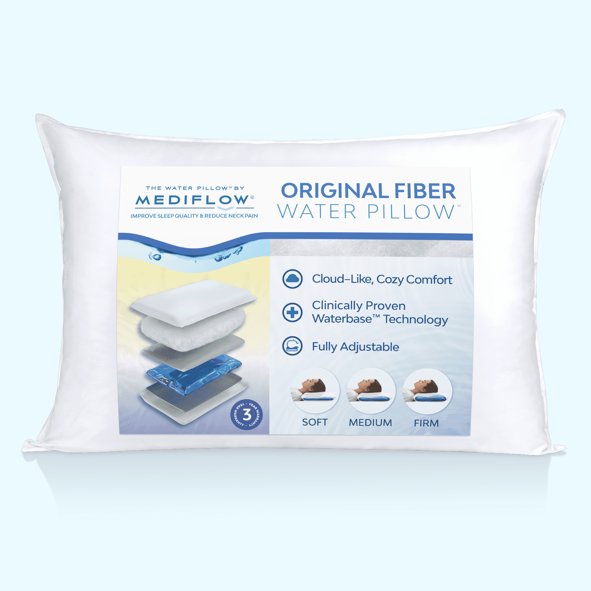 Fluffy Shredded Fiber Water Pillow: Adjustable Pillow for Neck Pain Relief, Pillow for Side, Back, and Stomach Sleepers, The Original... - Ergonomic Memory Foam Pillow for Neck Pain Support - Default Title