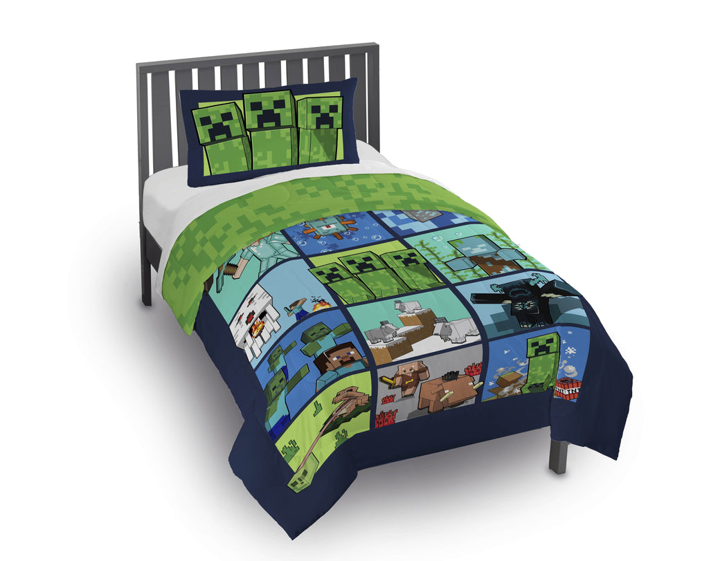 Hypoallergenic Cloud Kids 2 Piece Green Reversible Comforter and Pillowcase Bedding Set, Twin/Full - All-Season Down Alternative Comforter Insert - Default Title