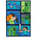 Decorative Knitted Minecraft Kids Twin/Full Blanket, 62 x 90, Microfiber, Green and Blue - Super Soft Reversible Sherpa Flannel Blanket - Default Title
