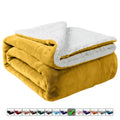 Reversible Sherpa Moonlight20015 Sherpa Blanket Fluffy Plush Couch & Travel Blanket Reversible Throw Size Ochre Color - Luxury Knitted Decorative Throw Blanket with Fringes - Default Title