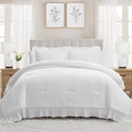 Hypoallergenic Cloud Full/Queen Comforter Set, All-Season, 3-Piece, White Ruffle - All-Season Down Alternative Comforter Insert - Default Title