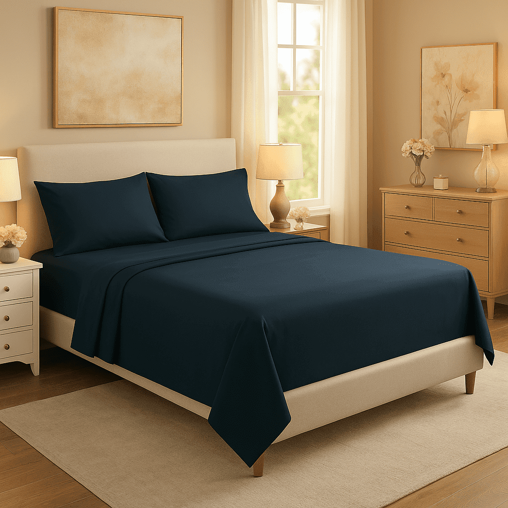 Breathable Luxury 3-Piece Twin Sheet Set, Ultra-Soft 800 Thread Count Microfiber, Deep Pocket, Twin, Blue Indigo - Premium Ultra-Soft Pillowcase Pair for Sleeping - Default Title