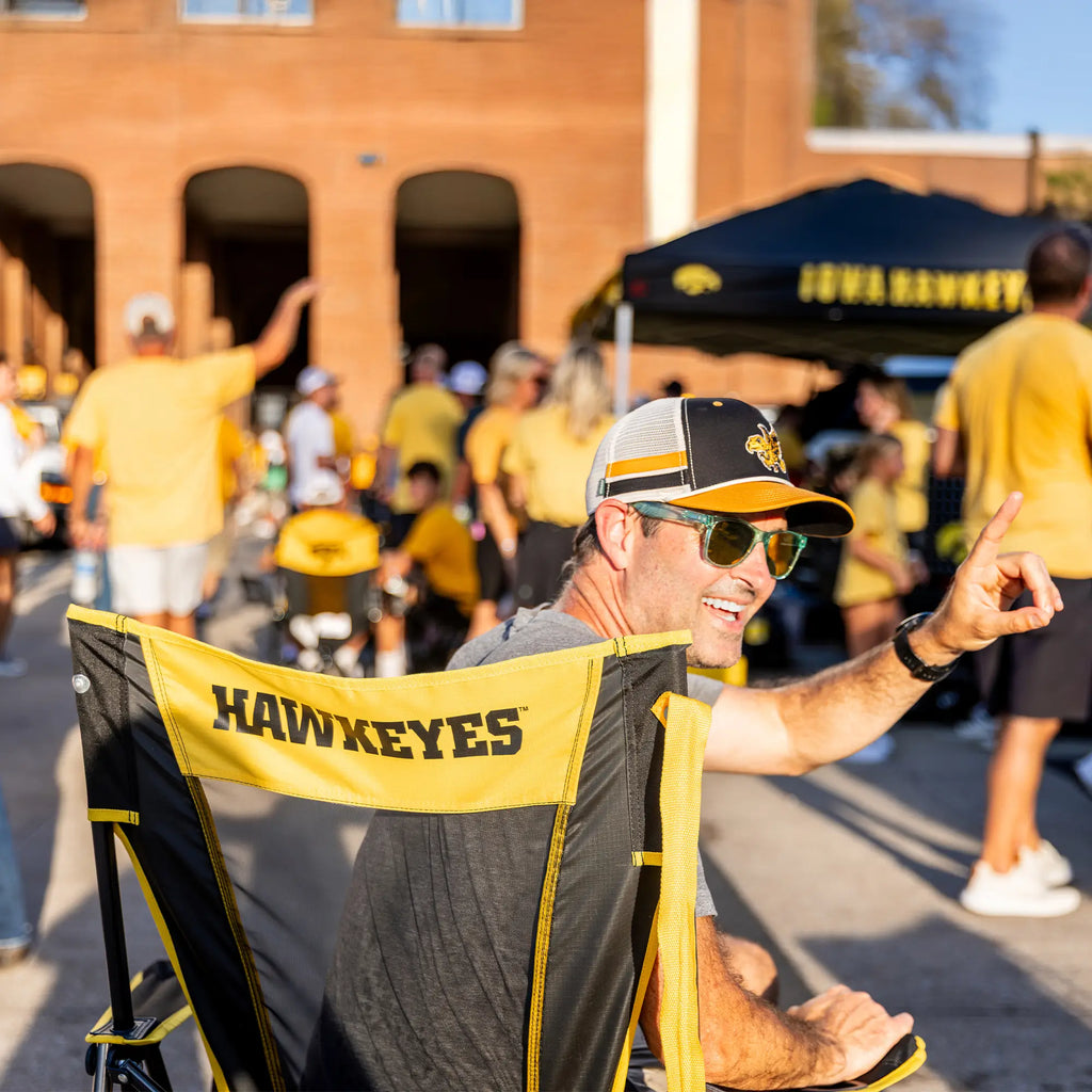 Luxury Camp College Comfort Pro Rocker - Iowa Hawkeyes - Choice 249 - Freestyle Rocker Portable Outdoor Folding Chair Detail