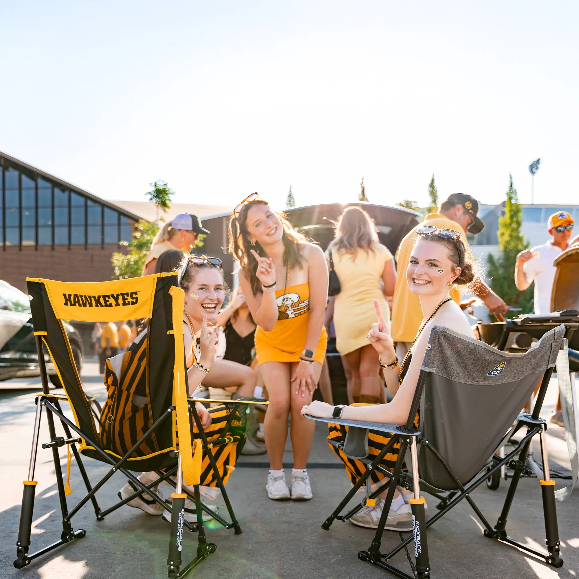 Luxury Camp College Comfort Pro Rocker - Iowa Hawkeyes - Choice 249 - Freestyle Rocker Portable Outdoor Folding Chair Detail